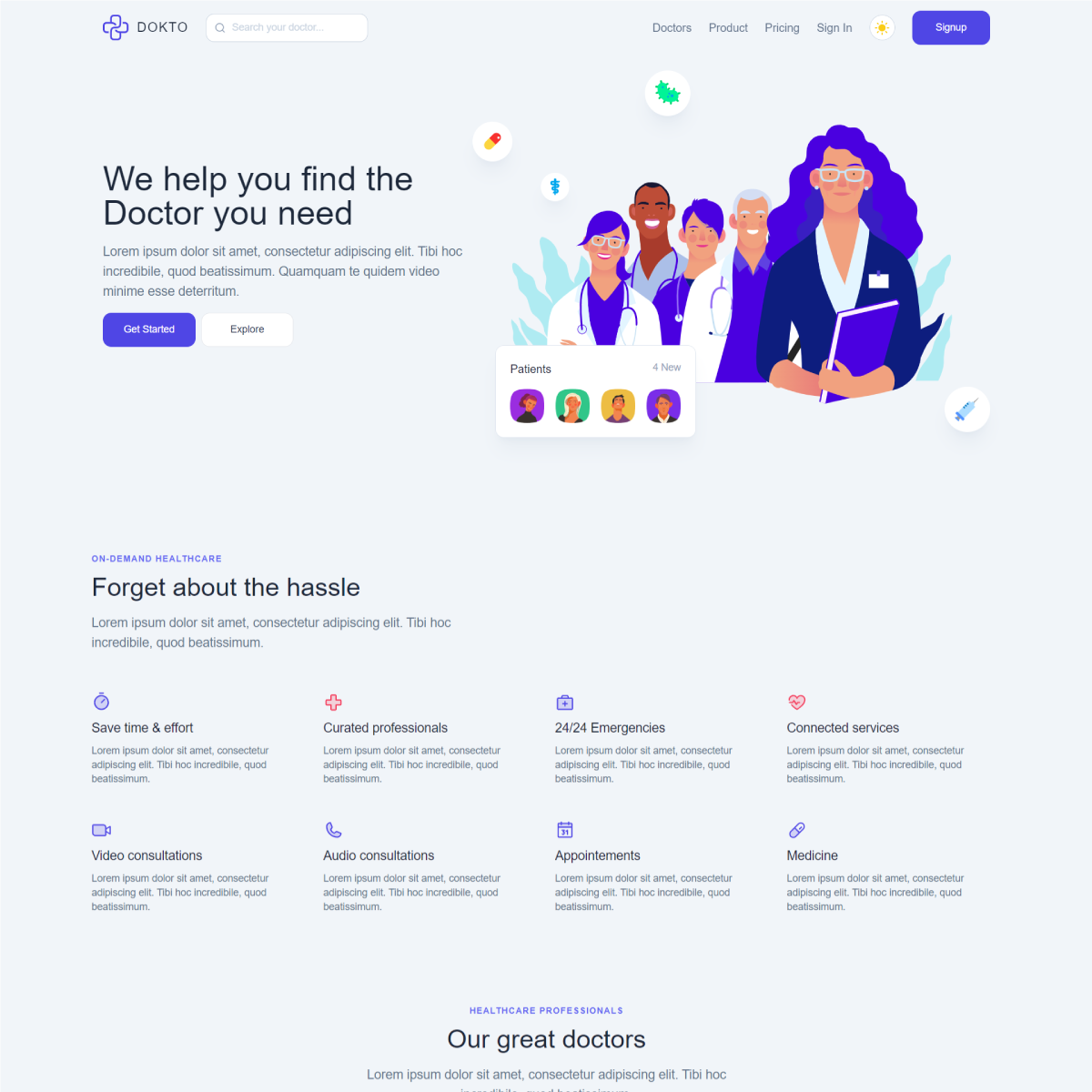 Dokto by Css Ninja - free HTML template